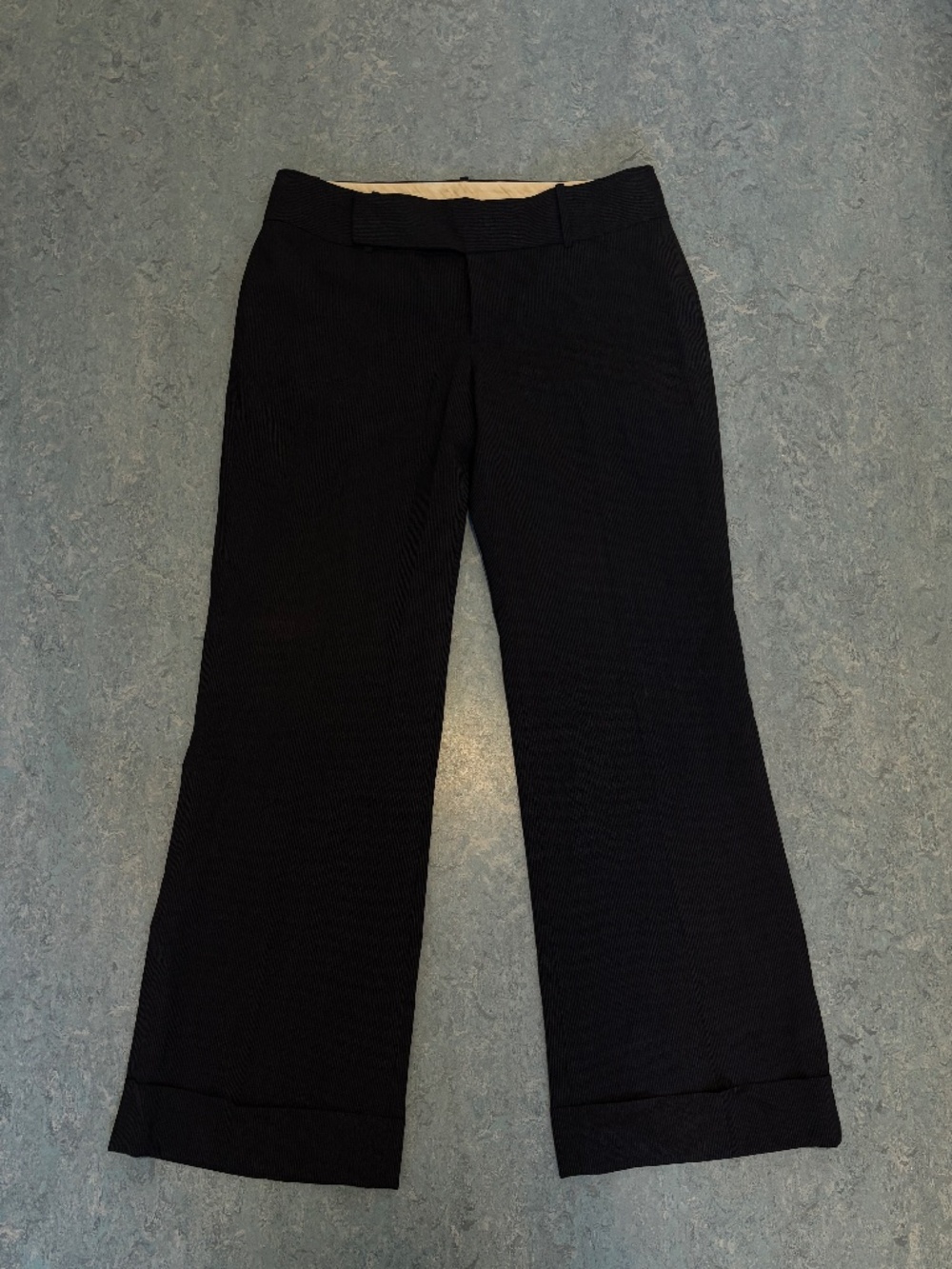 Banana Republic Martin Fit Black Wool Blend Cuffed Trousers Size 6